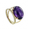 ANELL AMB AMATISTA OVAL I 22 DIAMANTS