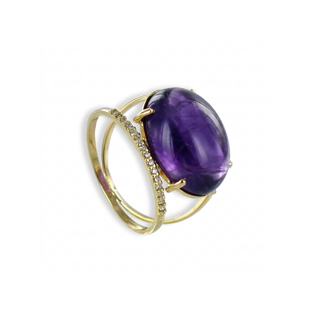 ANELL AMB AMATISTA OVAL I 22 DIAMANTS