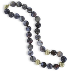BOTSWANA AGATE AND YELLOW GOLD NECKLACE