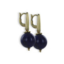 GOLD EARRINGS WITH LAPISLAZULI BALL PENDANTS GOLD EARRINGS WITH LAPISLAZULI BALL PENDANTS