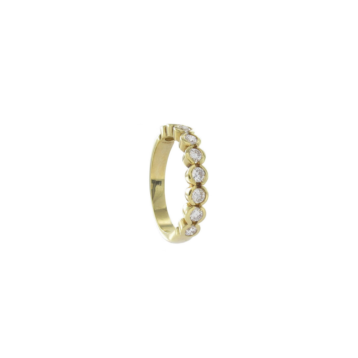 MEDIA ALIANZA EN ORO AMARILLO 18K 0,65 CT EN CHATÓN